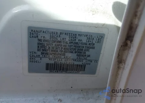 2014 Nissan Sentra Sl z USA, uszkodzony, nr VIN 3N1AB7AP9EL614125